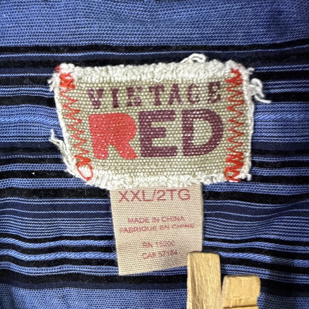 Vintage Red Brand Long Sleeve Button Down Blue Velvet Feel Men's XXL